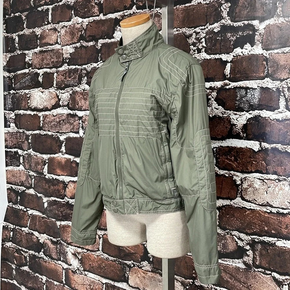 Spiewak Jacket Womens Medium Green with Pink Stitching Full Zip Lightweight - Picture 6 of 17